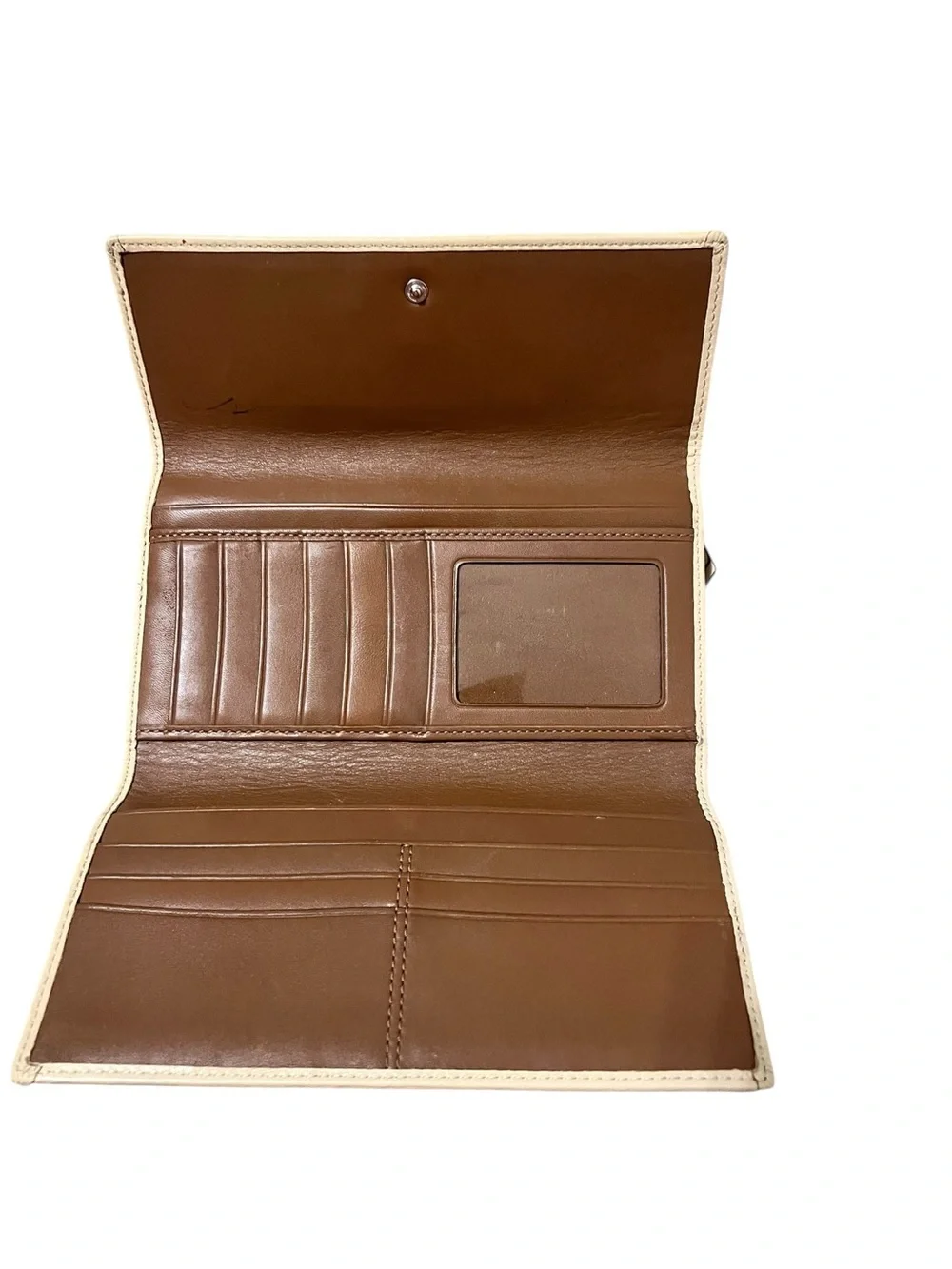 Coach Cream Leather Continental Clutch Wallet